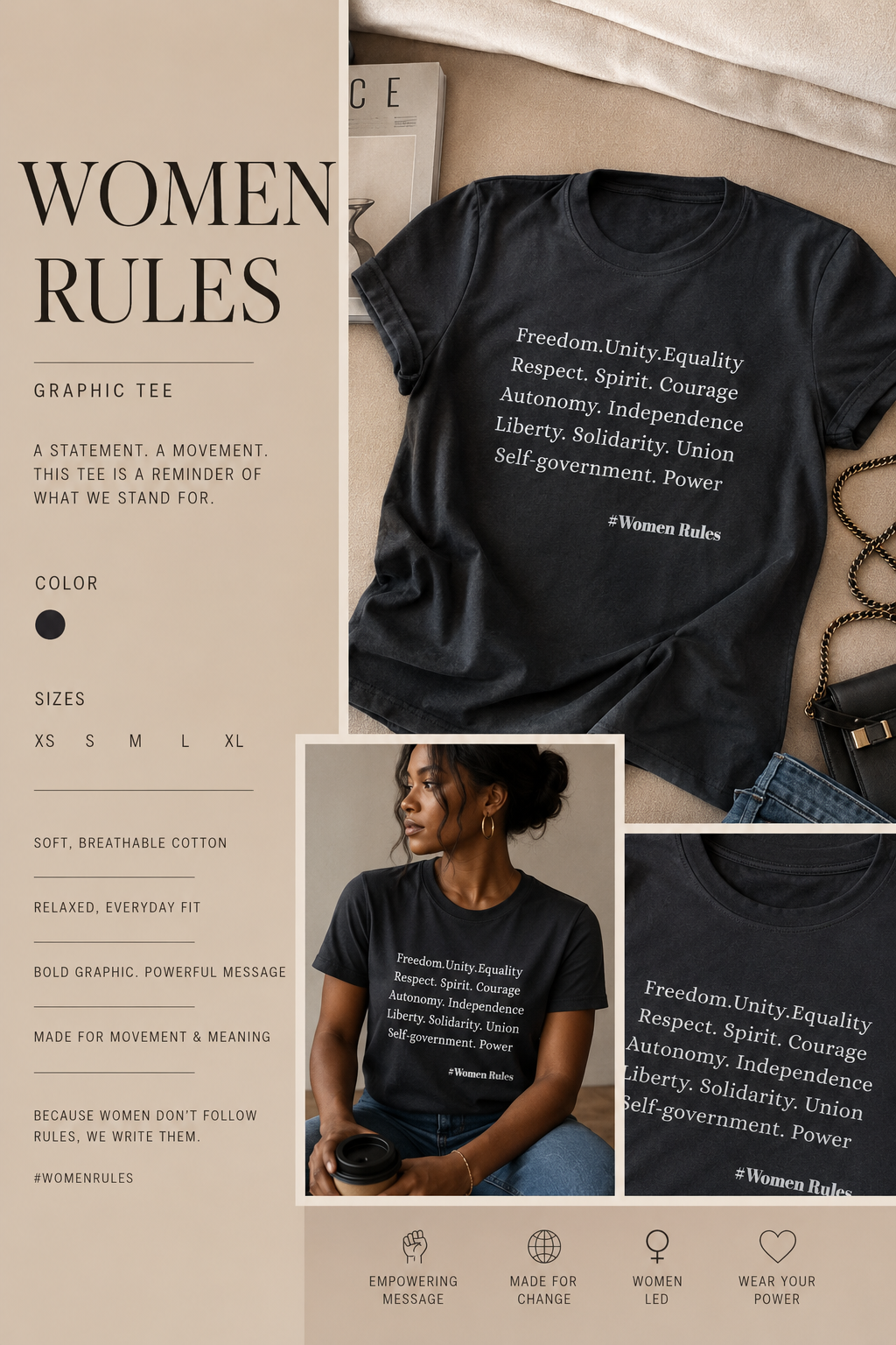 #WomenRules Tee - Black